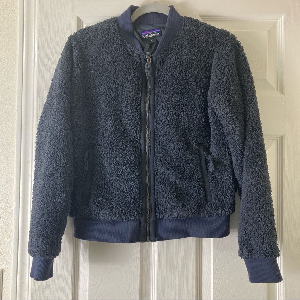 Patagonia Worn Wear Los Gatos Thick Fleece Blue Bomber Jacket Women's Small - Picture 14 of 16